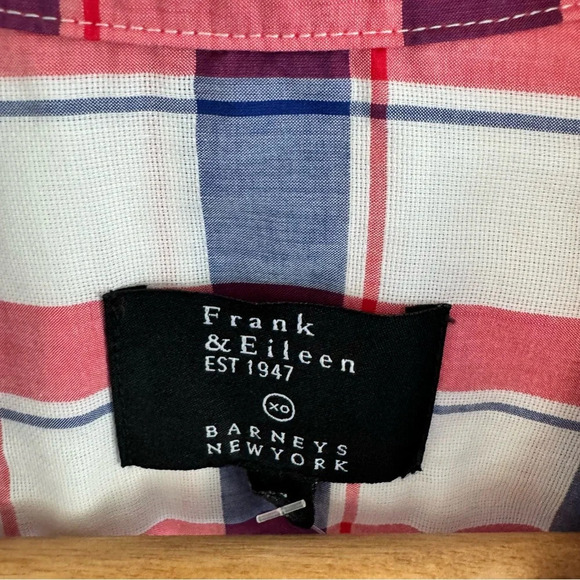 Frank & Eileen Red, White and blue plaid button up long sleeve cotton Size: S - Picture 3 of 5